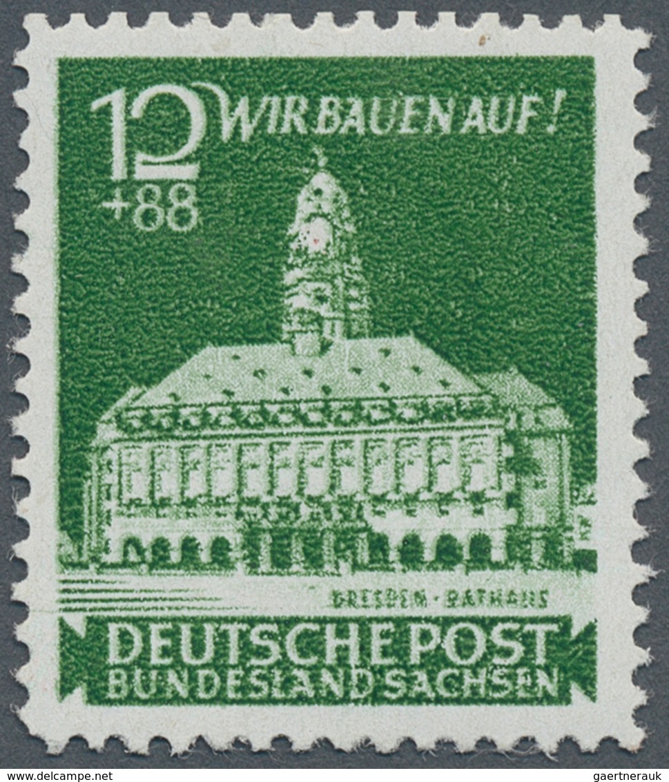 Sowjetische Zone - Ost-Sachsen: 1946, Wiederaufbau 12+88 Pf SCHWÄRZLICHGELBGRÜN, Seltener Probedruck - Other & Unclassified