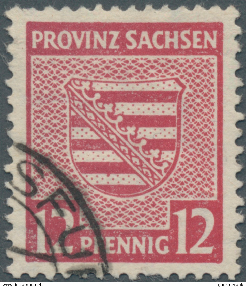 Sowjetische Zone - Provinz Sachsen: 1945, Provinzwappen 12 Pf. In Extrem Seltener B-Farbe Lilakarmin - Altri & Non Classificati