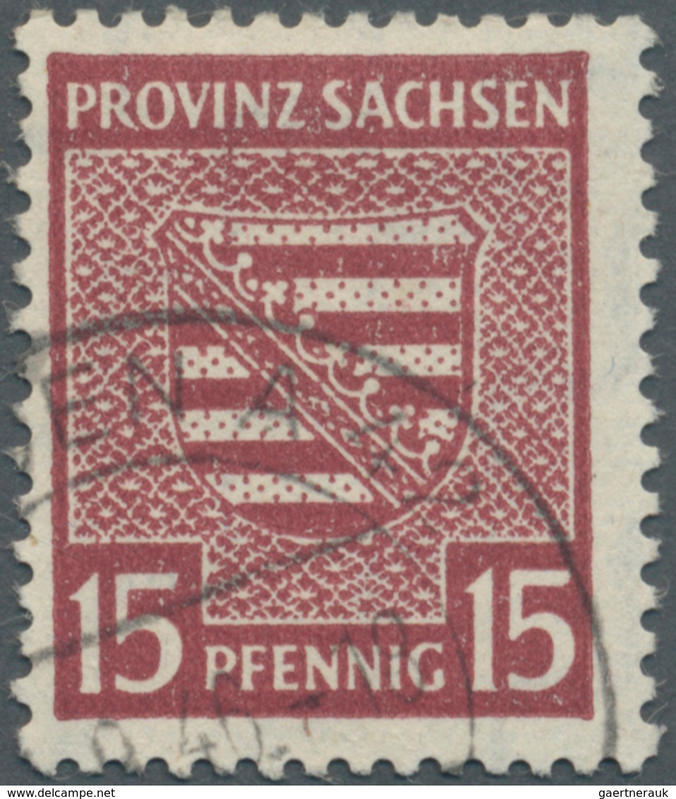 Sowjetische Zone - Provinz Sachsen: 1945, Provinzwappen, 15 Pf Mittelkarmin Mit Fallendem Wasserzeic - Altri & Non Classificati