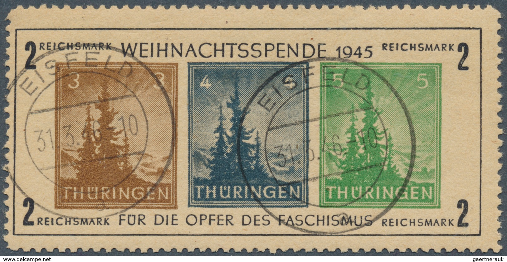 Sowjetische Zone - Thüringen: 1945, Antifa-Block, Gelblichgraues Papier, Type IV, Klar Gestempelt "E - Altri & Non Classificati