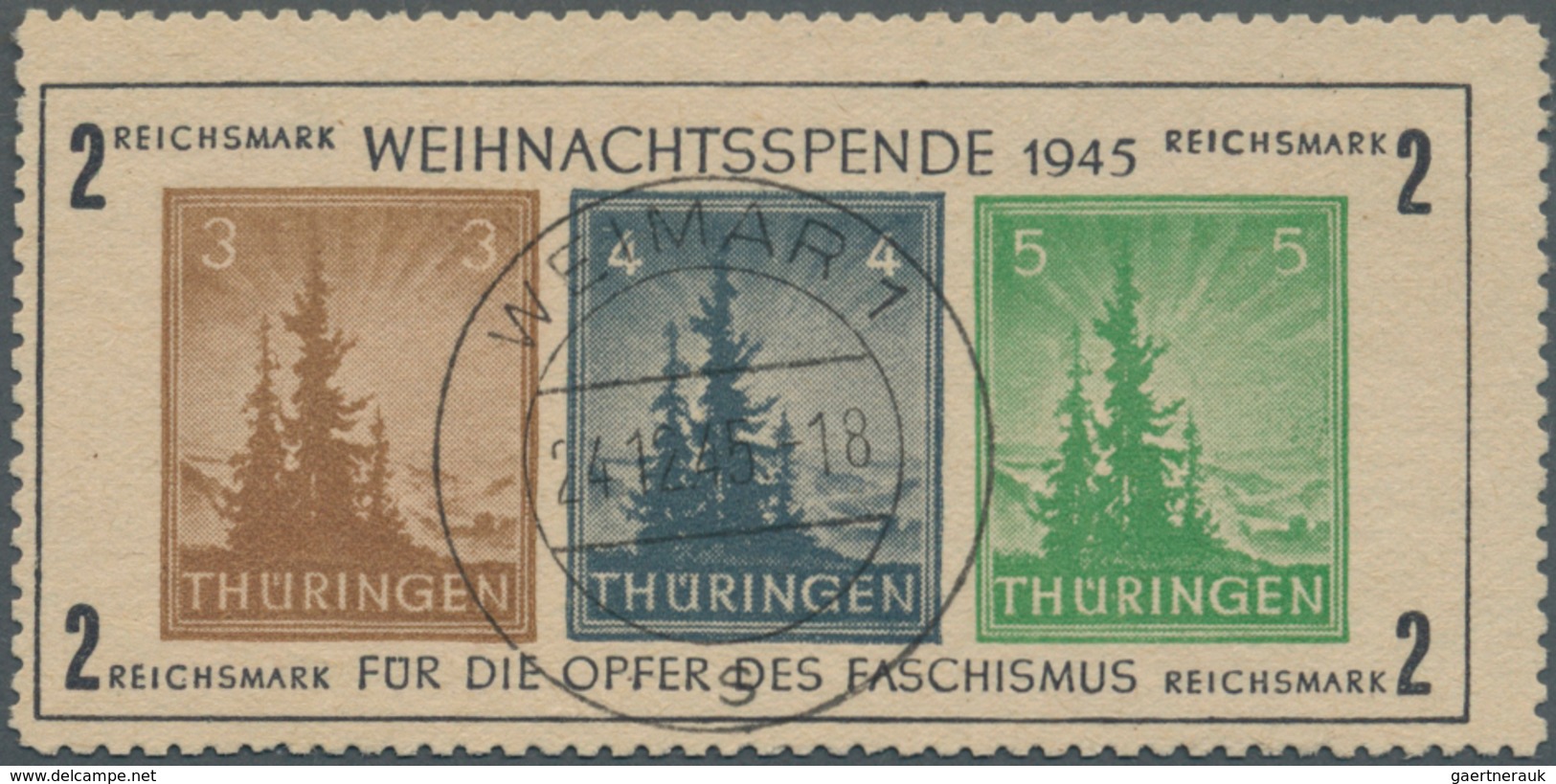 Sowjetische Zone - Thüringen: 1945, Antifa-Block Auf Gelblichgrauem Papier In Type I, Glasklar Mitti - Altri & Non Classificati