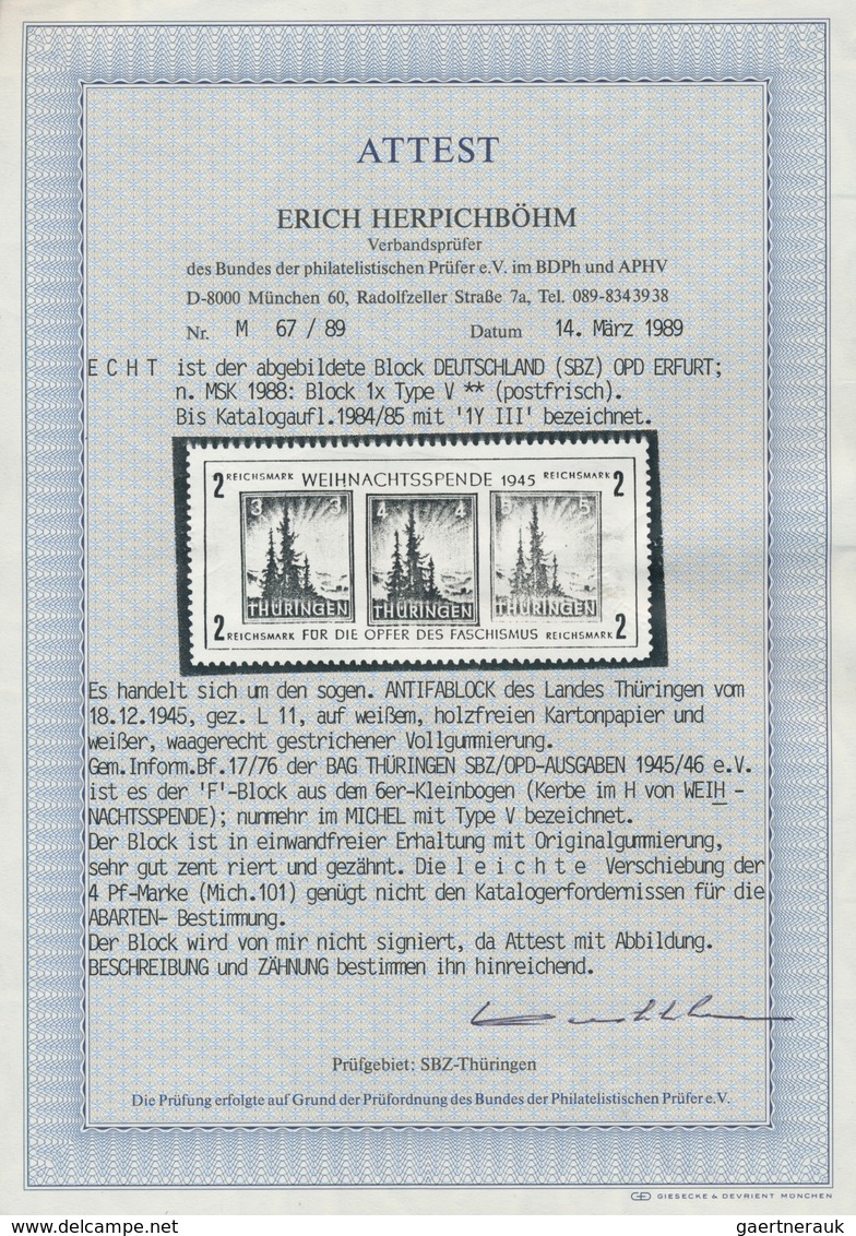 Sowjetische Zone - Thüringen: 1945, Sog. ANTIFABLOCK, Einwandfrei Postfrisch In Type V, 4 Pfg. Etwas - Otros & Sin Clasificación