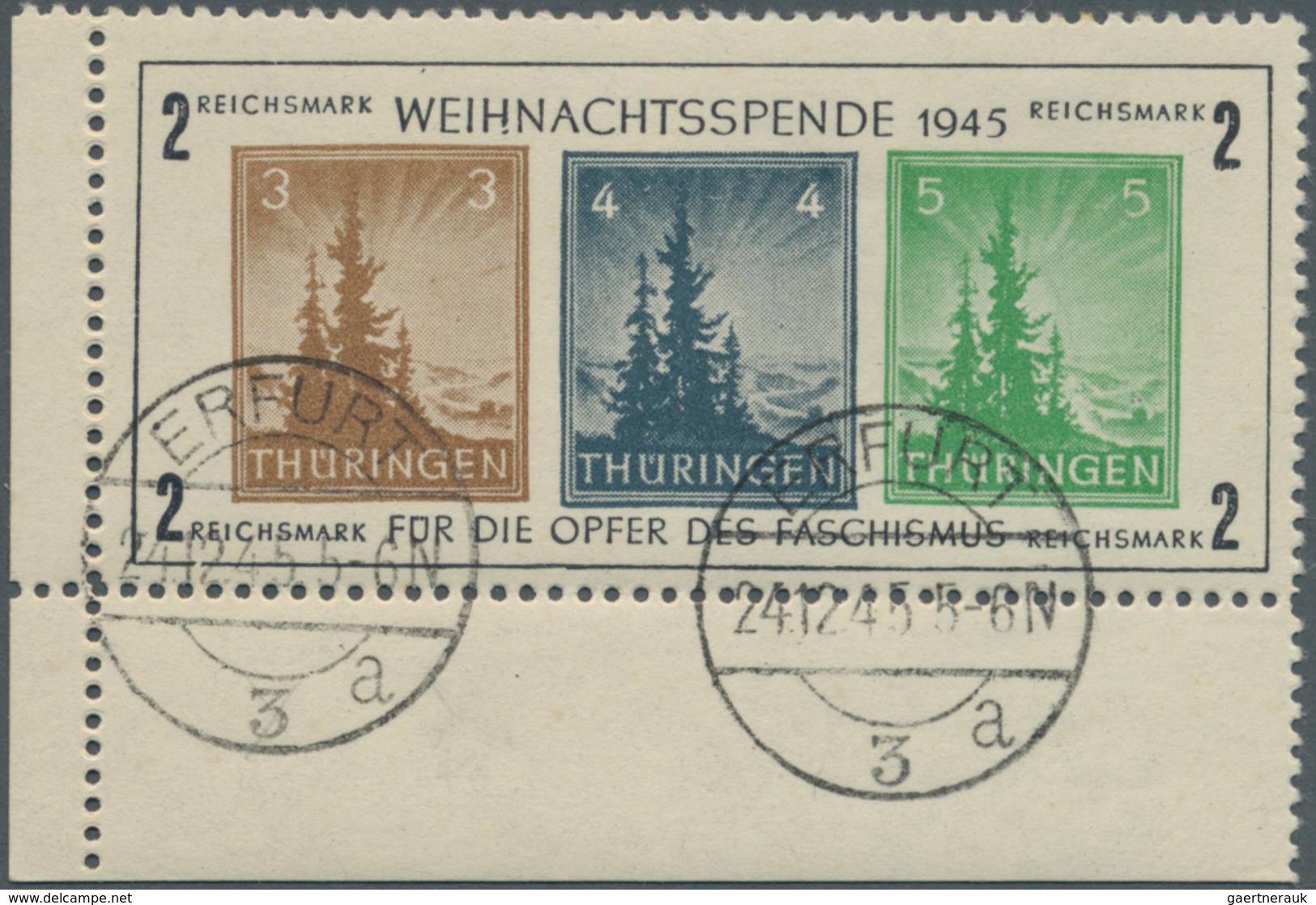 Sowjetische Zone - Thüringen: 1945, Antifa-Block Auf Weißem, Holzfreien Kartonpapier Vom Linken Unte - Altri & Non Classificati