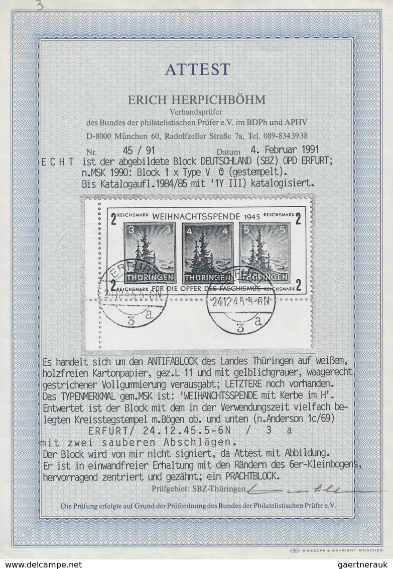 Sowjetische Zone - Thüringen: 1945, Antifa-Block Auf Weißem, Holzfreien Kartonpapier Vom Linken Unte - Altri & Non Classificati