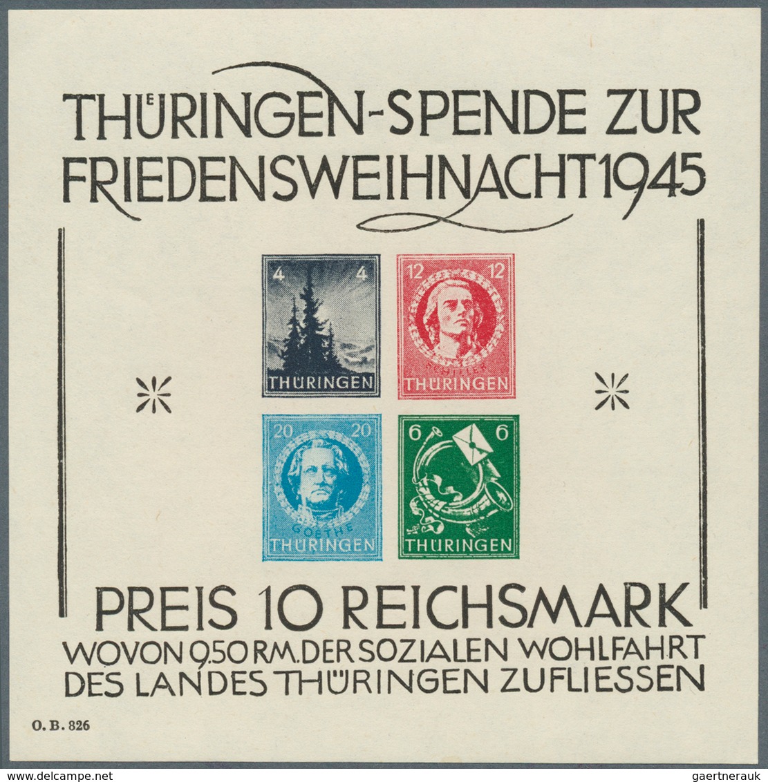 Sowjetische Zone - Thüringen: 1945, Weihnachts-Block OHNE DURCHSTICH, Der Seltene Sonderdruck, Welch - Altri & Non Classificati