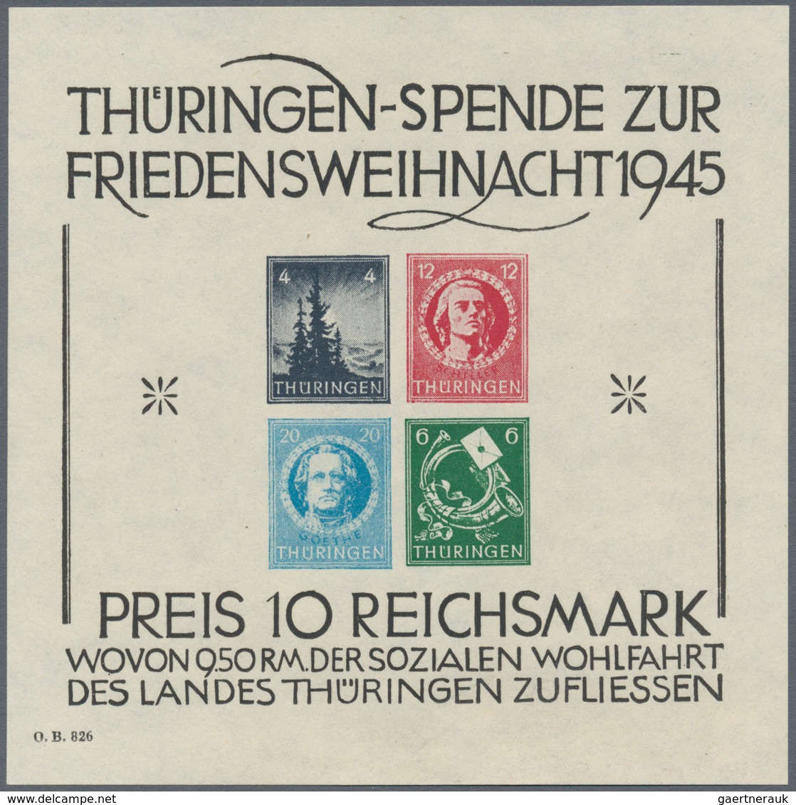 Sowjetische Zone - Thüringen: 1945, Großer Weihnachts-Block OHNE DURCHSTICH, Der Seltene Sonderdruck - Altri & Non Classificati