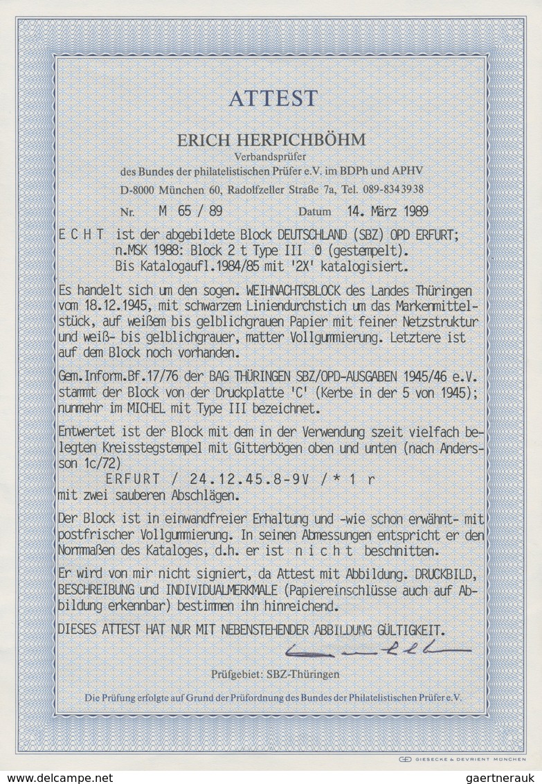 Sowjetische Zone - Thüringen: 1945, Großer Weihnachtsblock In Type IV Auf Grauem T-Papier, Sauber 2x - Altri & Non Classificati