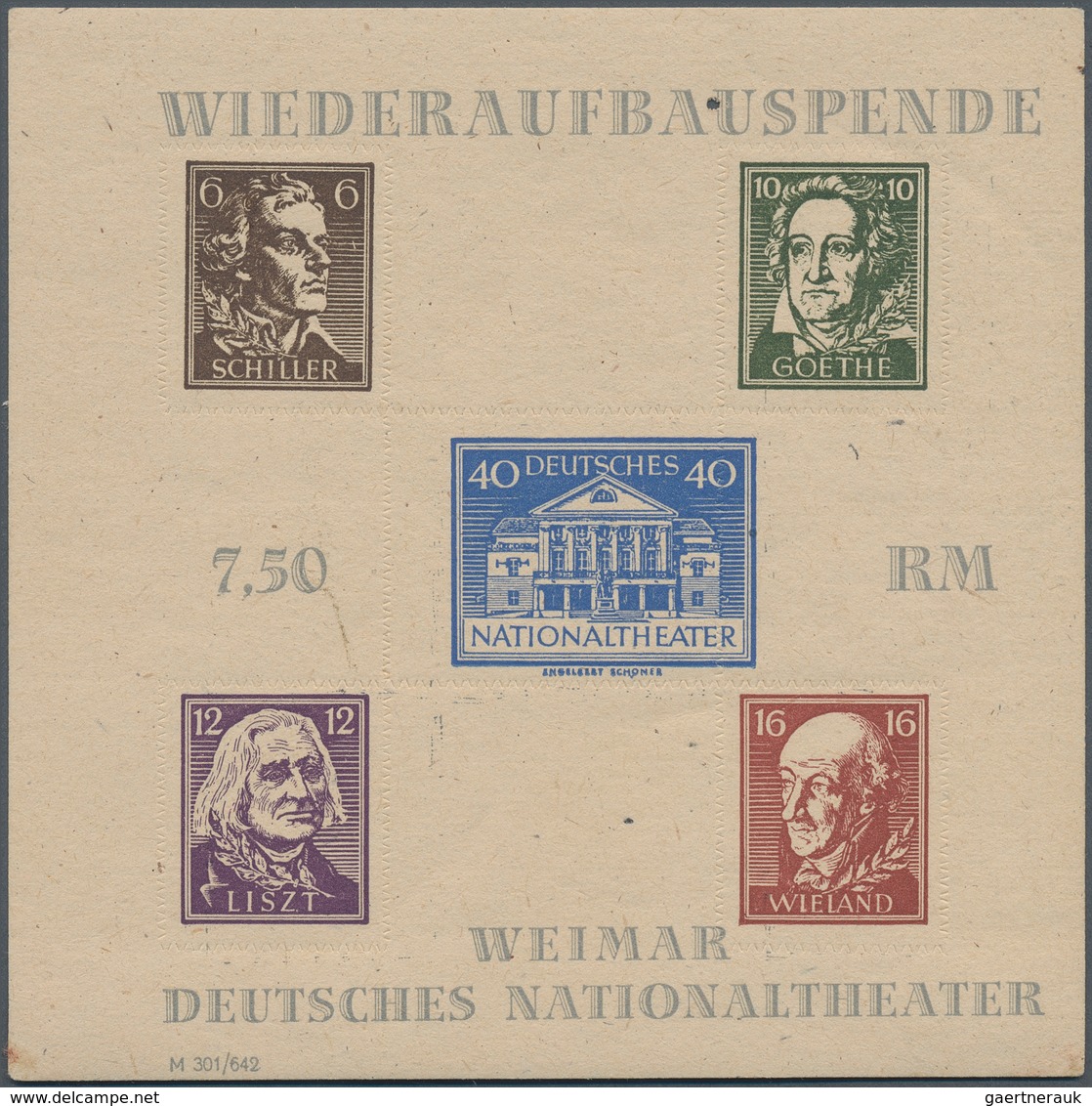 Sowjetische Zone - Thüringen: 1946, Theaterblock Auf Holzartigem, Gelblichgrauen Papier Mit Abart "4 - Altri & Non Classificati