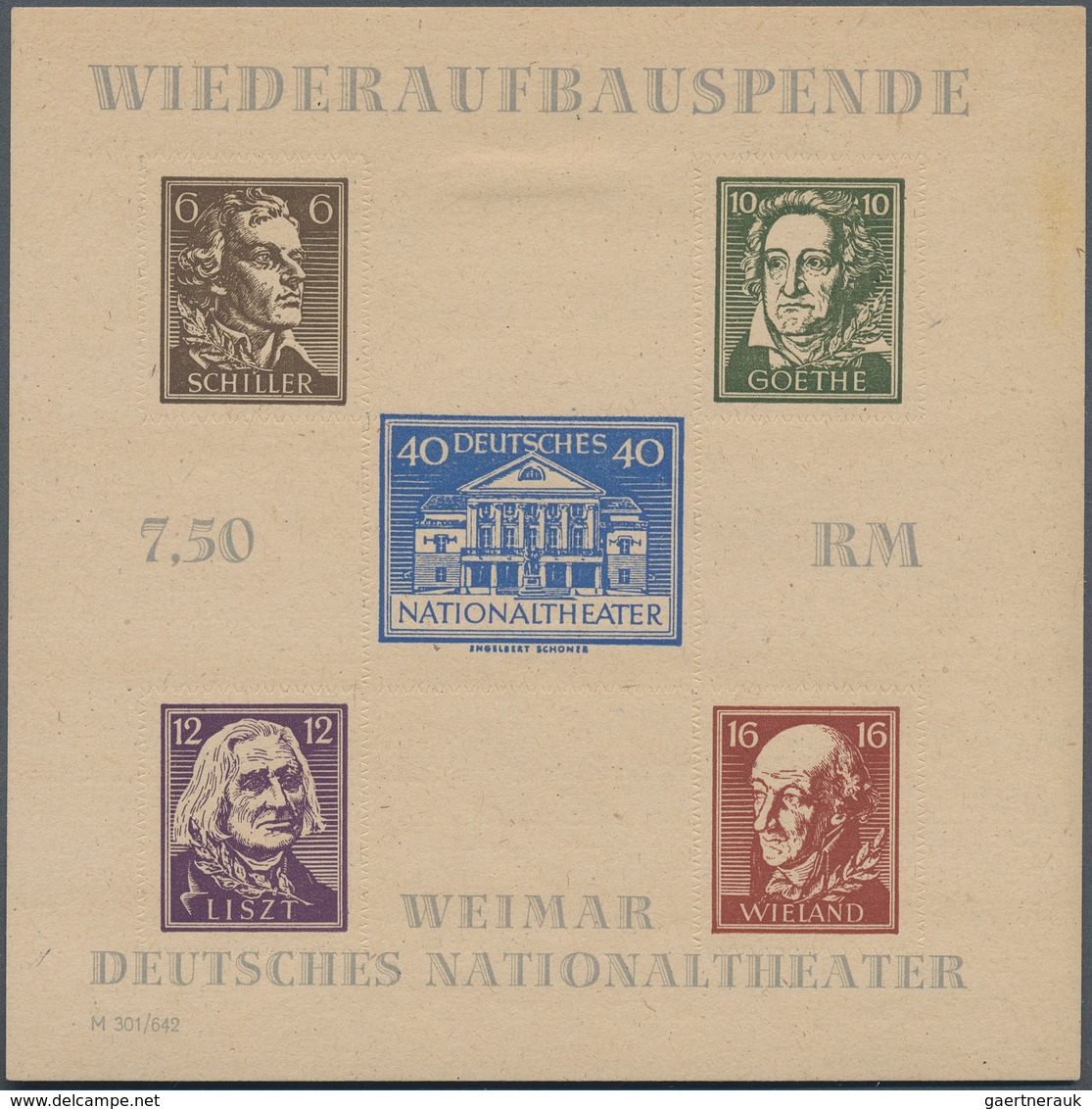 Sowjetische Zone - Thüringen: 1946, Theaterblock Auf Holzhaltigem, Gelblichgrauem Papier, Blocktype - Otros & Sin Clasificación