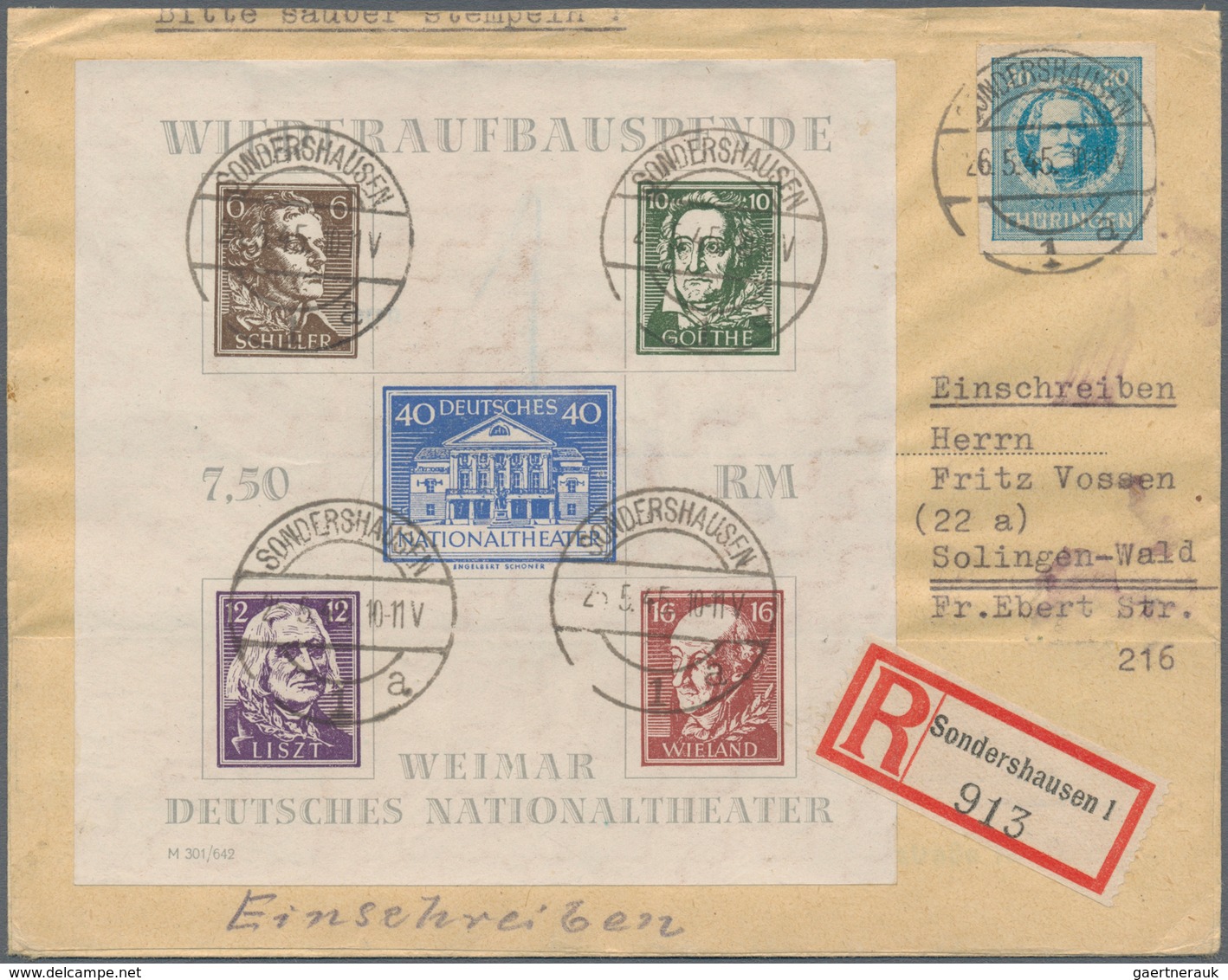 Sowjetische Zone - Thüringen: 1946, Theater-Blockpaar Je Auf Portorichtigem R-Brief Der 2. Gewichtss - Altri & Non Classificati