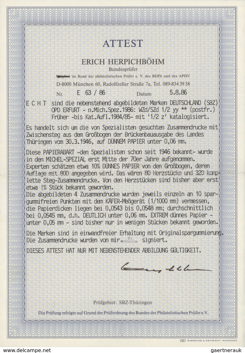 Sowjetische Zone - Thüringen: 1946: Senkrechte Und Waagerechte "Zwischenstegpaare" Auf Dünnem Papier - Altri & Non Classificati
