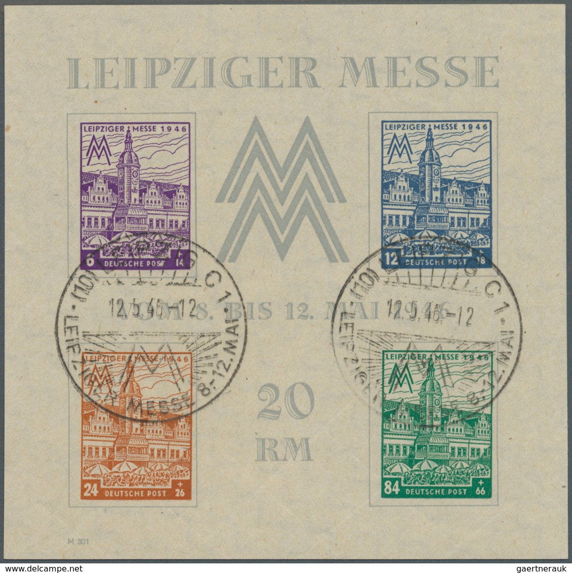 Sowjetische Zone - West-Sachsen: 1946, Leipziger Messe-Block Mit Wz Stufen Steil Steigend, Sauber En - Other & Unclassified