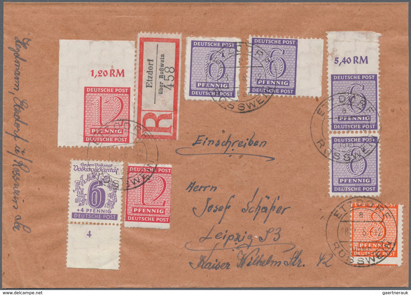Sowjetische Zone - West-Sachsen: 1946, Freimarken Ziffern 6 Pf, 8 Pf Und 12 Pf Mit 3 Typen Der Postm - Altri & Non Classificati