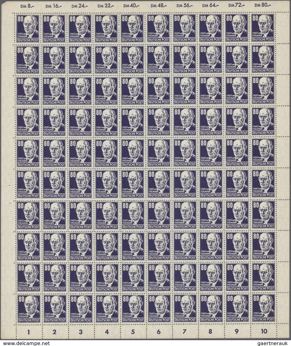 DDR: 1953, 80 Pfg. Thälmann Dunkellilaultramarin Auf Gestrichenem Und Gewöhnlichem Papier, Jeweils Z - Collections