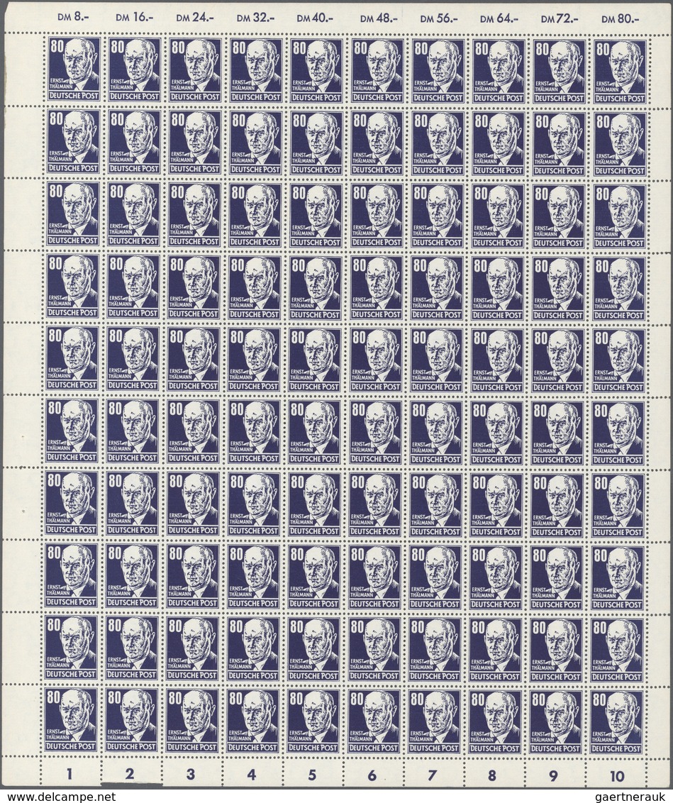 DDR: 1953, 80 Pfg. Thälmann Dunkellilaultramarin Auf Gestrichenem Und Gewöhnlichem Papier, Jeweils Z - Collections