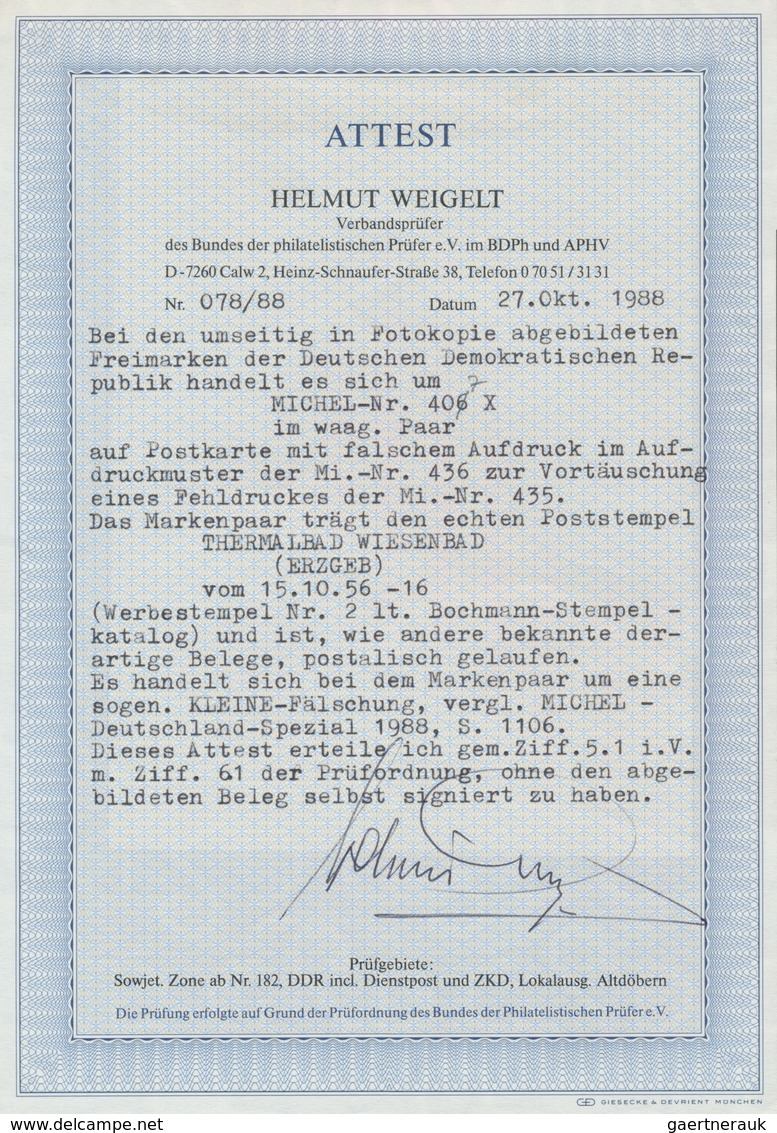 DDR: 1953, Freimarke Fünfjahresplan 6 Pf Mit Aufdruck Einer Schwarzen '5', Sog. "Kleine"-Fälschung Z - Collezioni