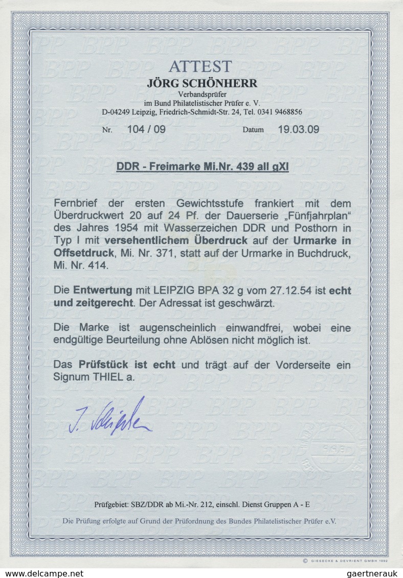 DDR: 1954, 20 Auf 24 Pf. Fünfjahrplan, Offsetdruck Mit Wertaufdruck "20" Im Buchdruck Mit Sauberer E - Collezioni