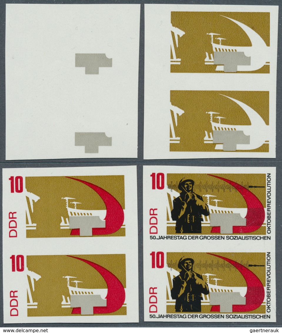 DDR: 1967, 50 Jahre Oktoberrevolution In Rußland 10 Pf. 'Elektriker Und Staudamm' In 4 Verschiedenen - Collections