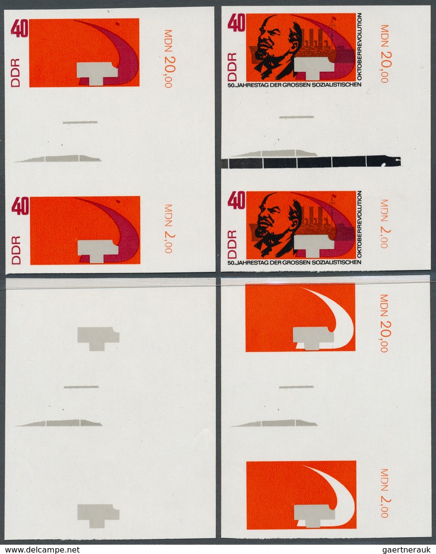 DDR: 1967, 50 Jahre Oktoberrevolution In Rußland 40 Pf. 'Lenin Und Kreuzer Aurora' In 4 Verschiedene - Collections