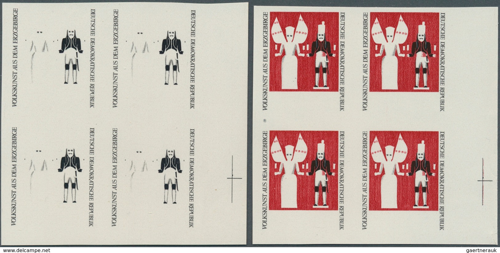 DDR: 1967, Volkskunst Aus Dem Erzgebirge 20 Pf. 'Lichterengel Und Bergmann' In 5 Verschiedenen Ungez - Collections