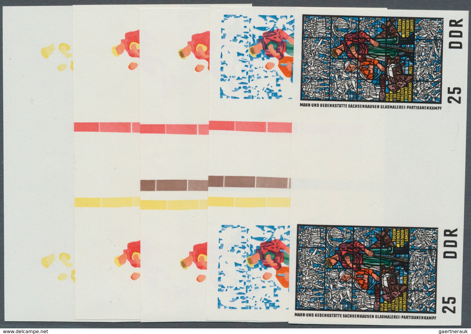 DDR: 1968, Nationale Mahn- Und Gedenkstätte Sachsenhausen 25 Pf. Glasfenster 'Partisanenkampf' In 5 - Collections