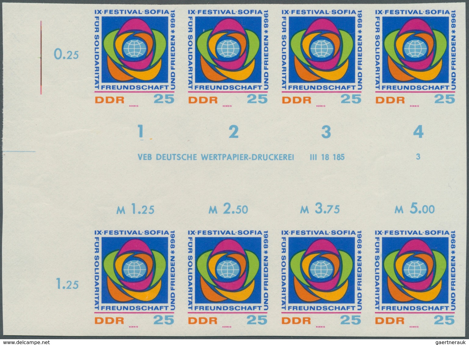 DDR: 1968, Weltfestspiele Der Jugend Und Studenten In Sofia 25 Pf. 'Emblem Der Weltfestspiele' In 6 - Collezioni
