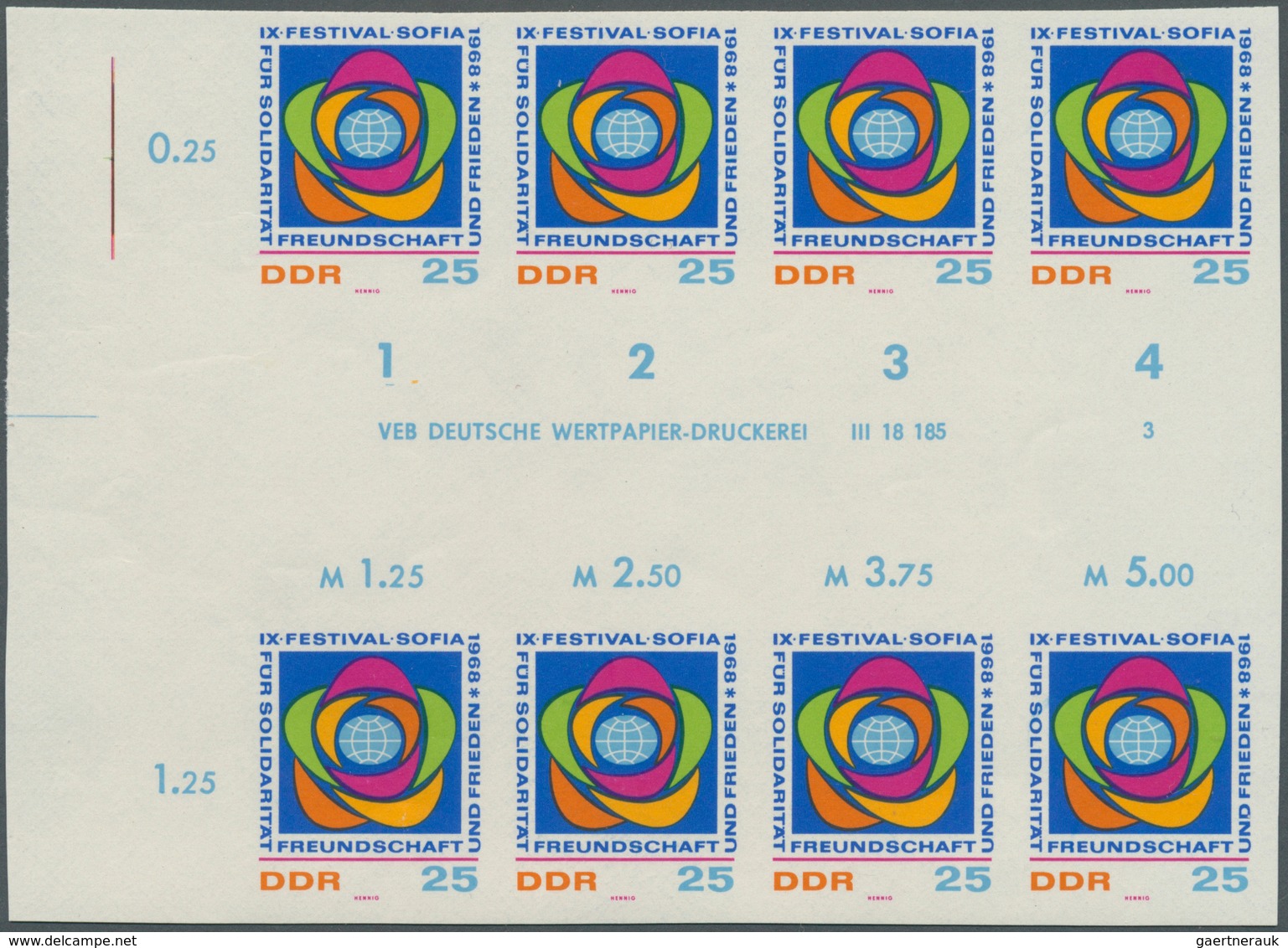 DDR: 1968, Weltfestspiele Der Jugend Und Studenten In Sofia 25 Pf. 'Emblem Der Weltfestspiele' In 6 - Collections