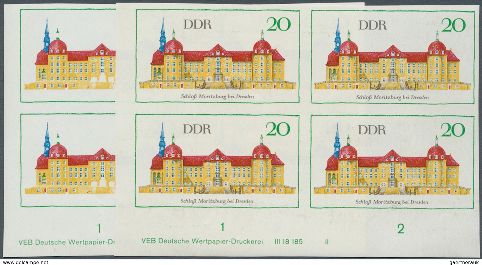 DDR: 1968, Bedeutende Bauwerke 20 Pf. 'Schloß Moritzburg Bei Dresden' In 5 Verschiedenen Ungezähnten - Collections
