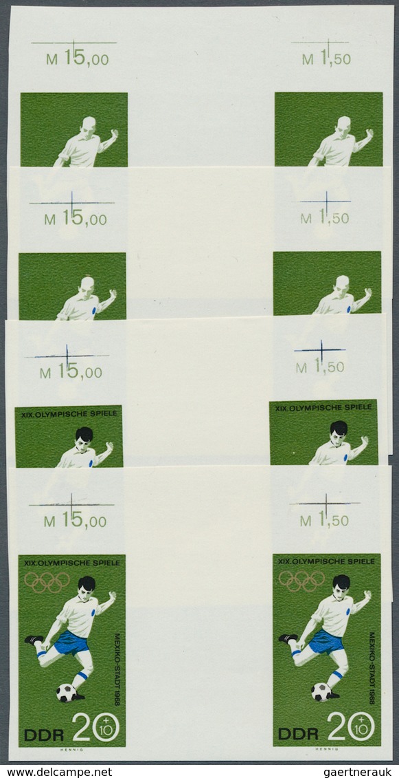 DDR: 1968, Olympische Sommerspiele Mexico 20+10 Pf. 'Fußball' In 4 Verschiedenen Ungezähnten Waagrec - Collections
