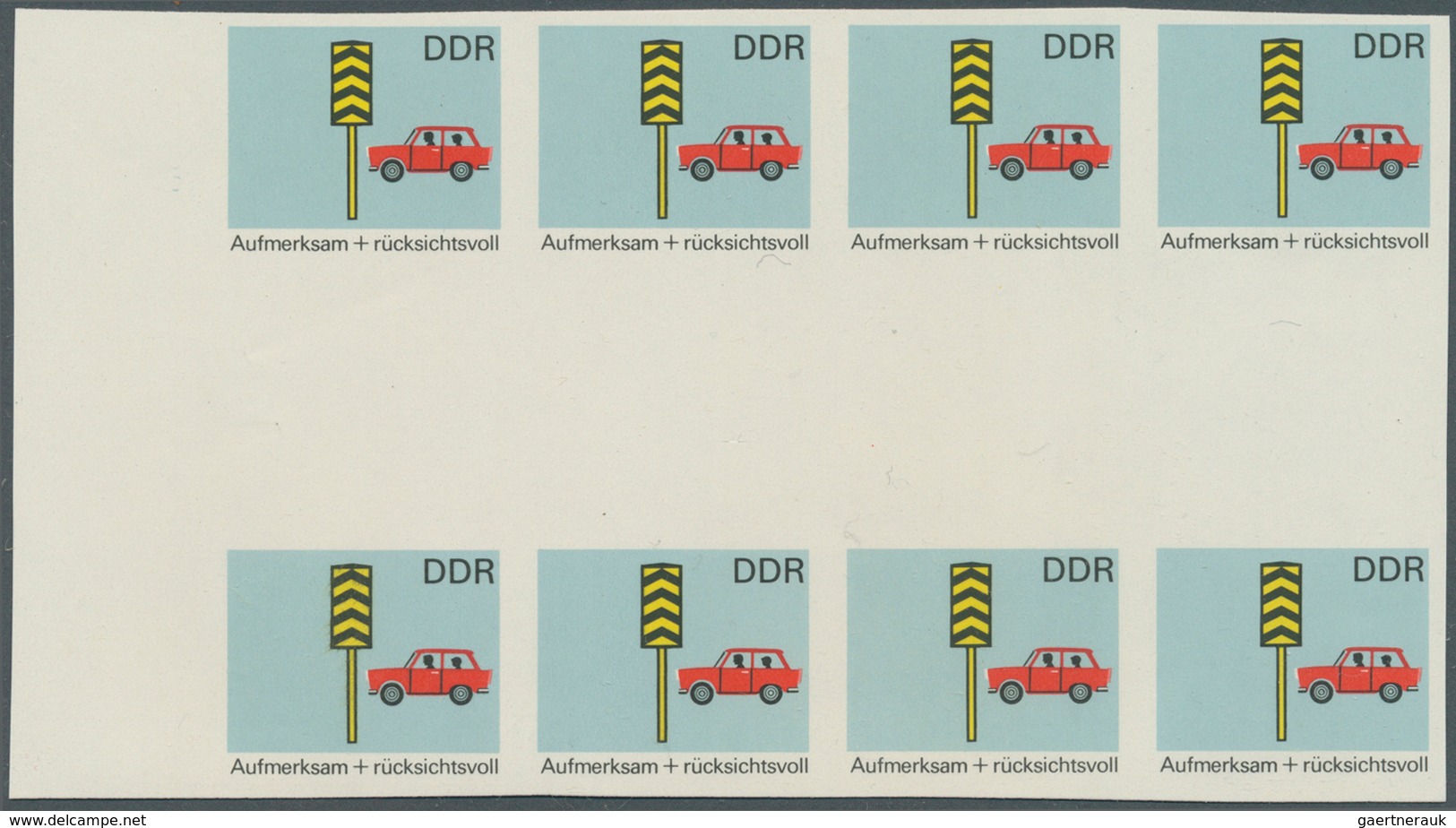 DDR: 1969, Sicherheit im Straßenverkehr 5 Pf. 'Rücksichtnahme auf Fußgänger' in 6 verschiedenen unge