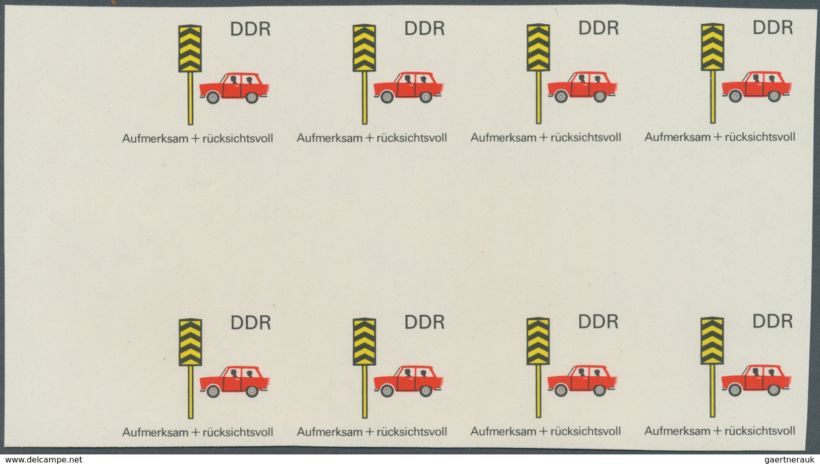 DDR: 1969, Sicherheit im Straßenverkehr 5 Pf. 'Rücksichtnahme auf Fußgänger' in 6 verschiedenen unge