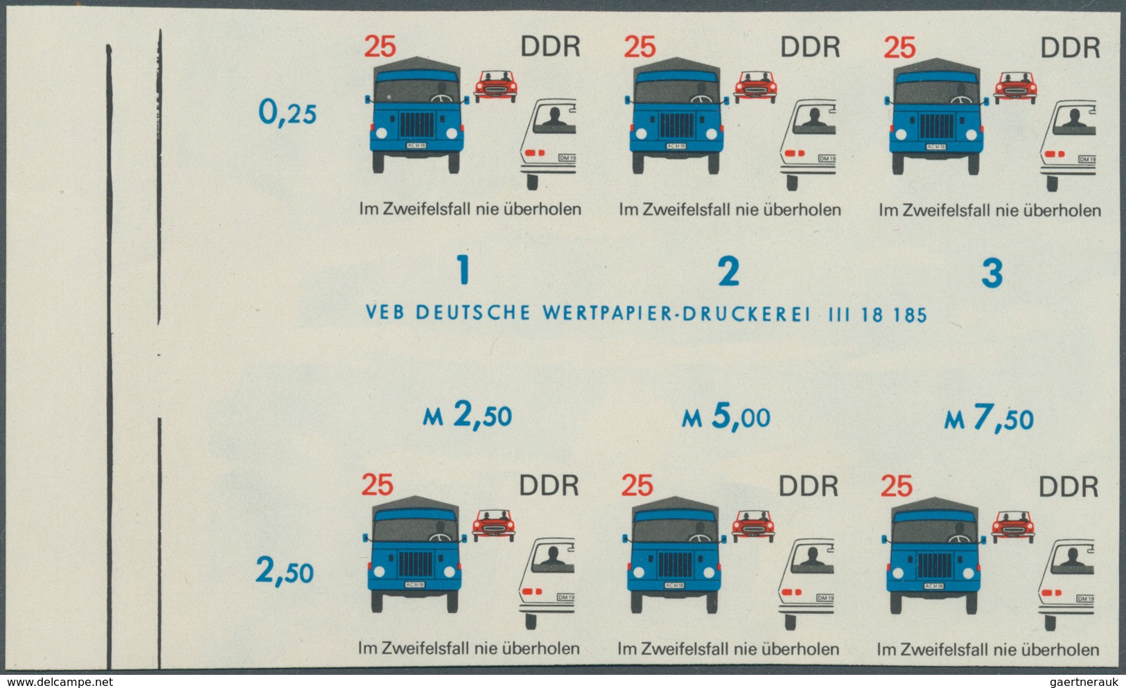 DDR: 1969, Sicherheit Im Straßenverkehr 25 Pf. 'Im Zweifelsfall Nie überholen' In 5 Verschiedenen Un - Collezioni