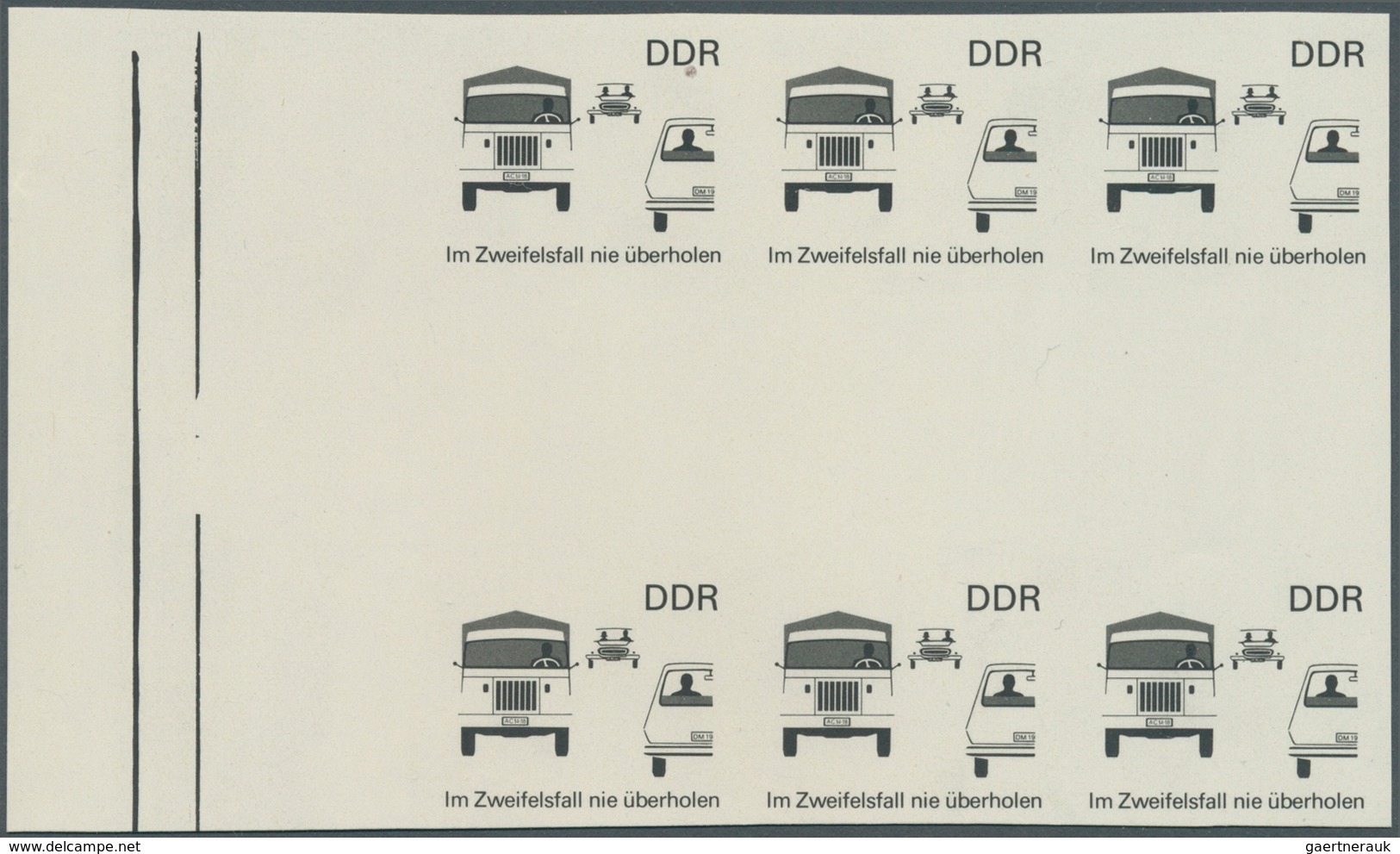 DDR: 1969, Sicherheit im Straßenverkehr 25 Pf. 'Im Zweifelsfall nie überholen' in 5 verschiedenen un