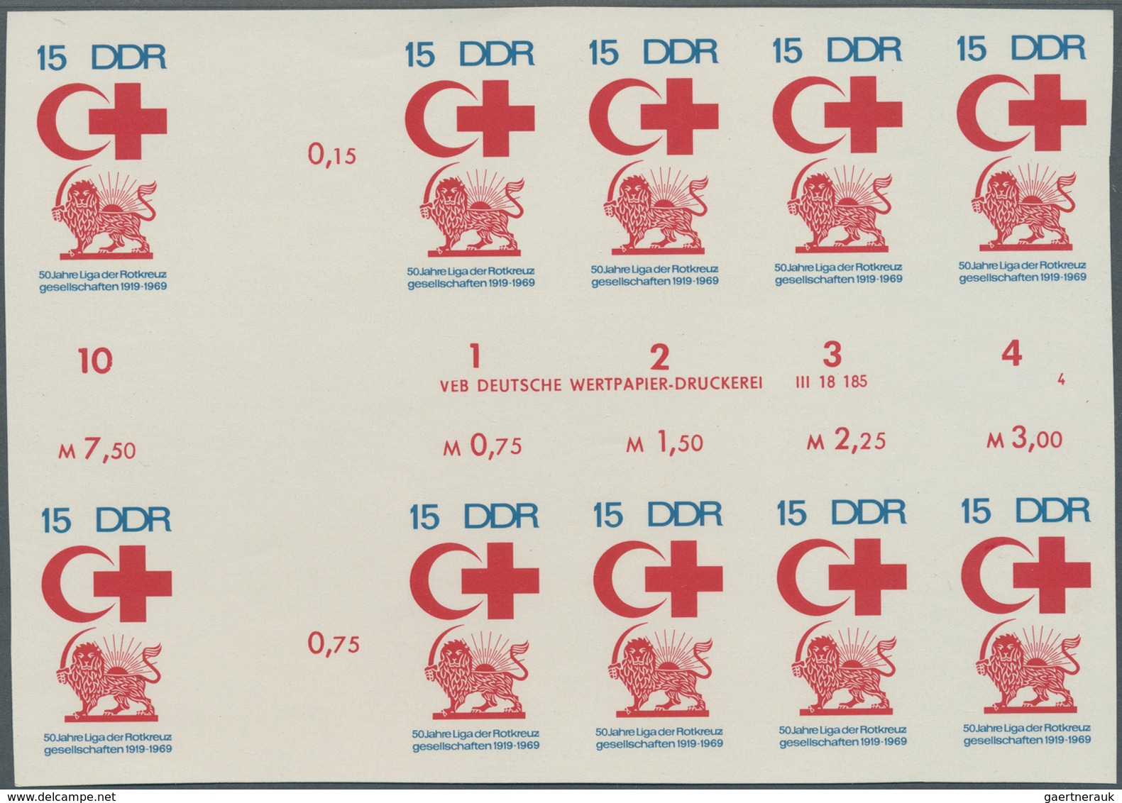 DDR: 1969, 50 Jahre Liga Der Rotkreuzgesellschaften 15 Pf. 'Symbole Der Organisationen Roter Halbmon - Collezioni