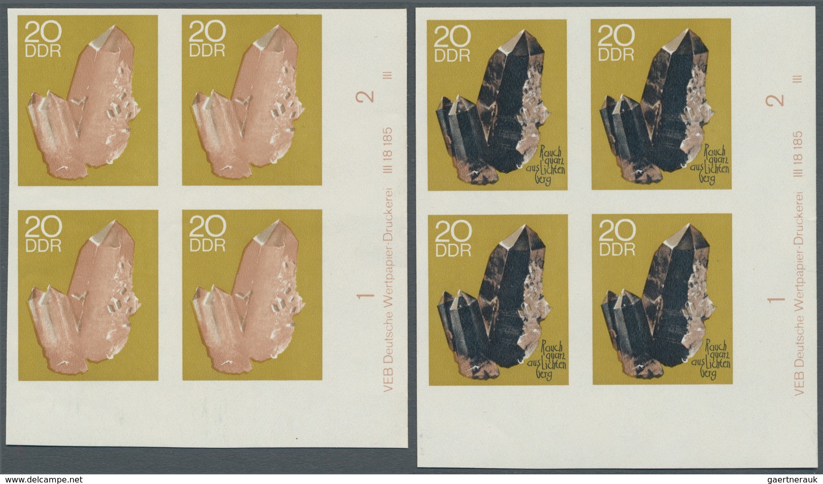DDR: 1969, Mineralien Der Bergakademie Freiberg 20 Pf. 'Rauchquarz' In 4 Verschiedenen Ungezähnten P - Collezioni