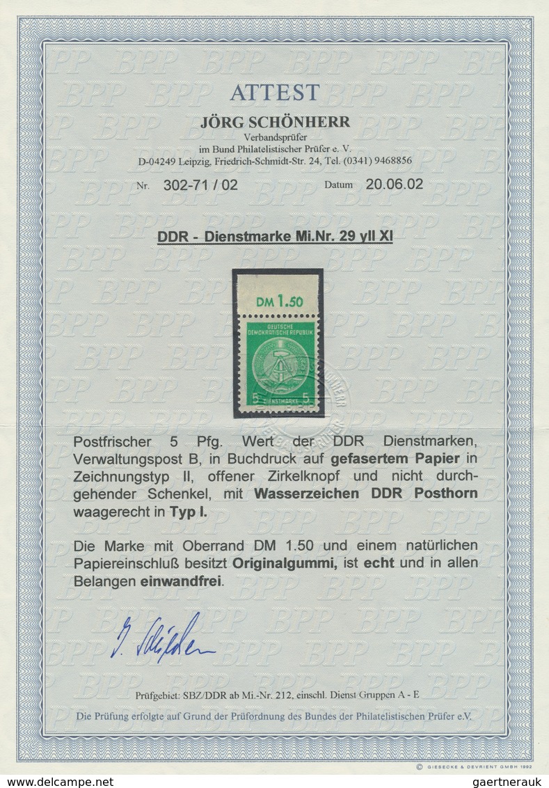 DDR - Dienstmarken A (Verwaltungspost B): 1956, 10 Pfg. Smaragdgrün, Faserpapier, Wasserzeichen X I, - Altri & Non Classificati