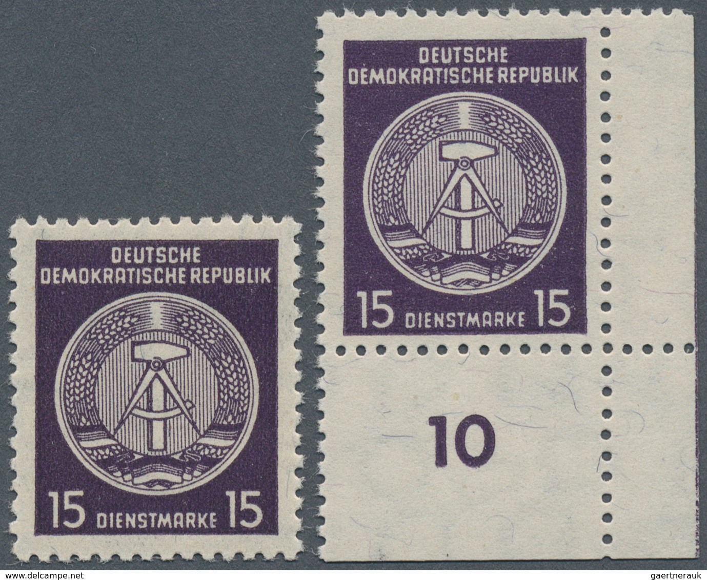 DDR - Dienstmarken A (Verwaltungspost B): 1956, 15 Pfg. Schwarzgrauviolett, Faserpapier, Beide Wasse - Other & Unclassified