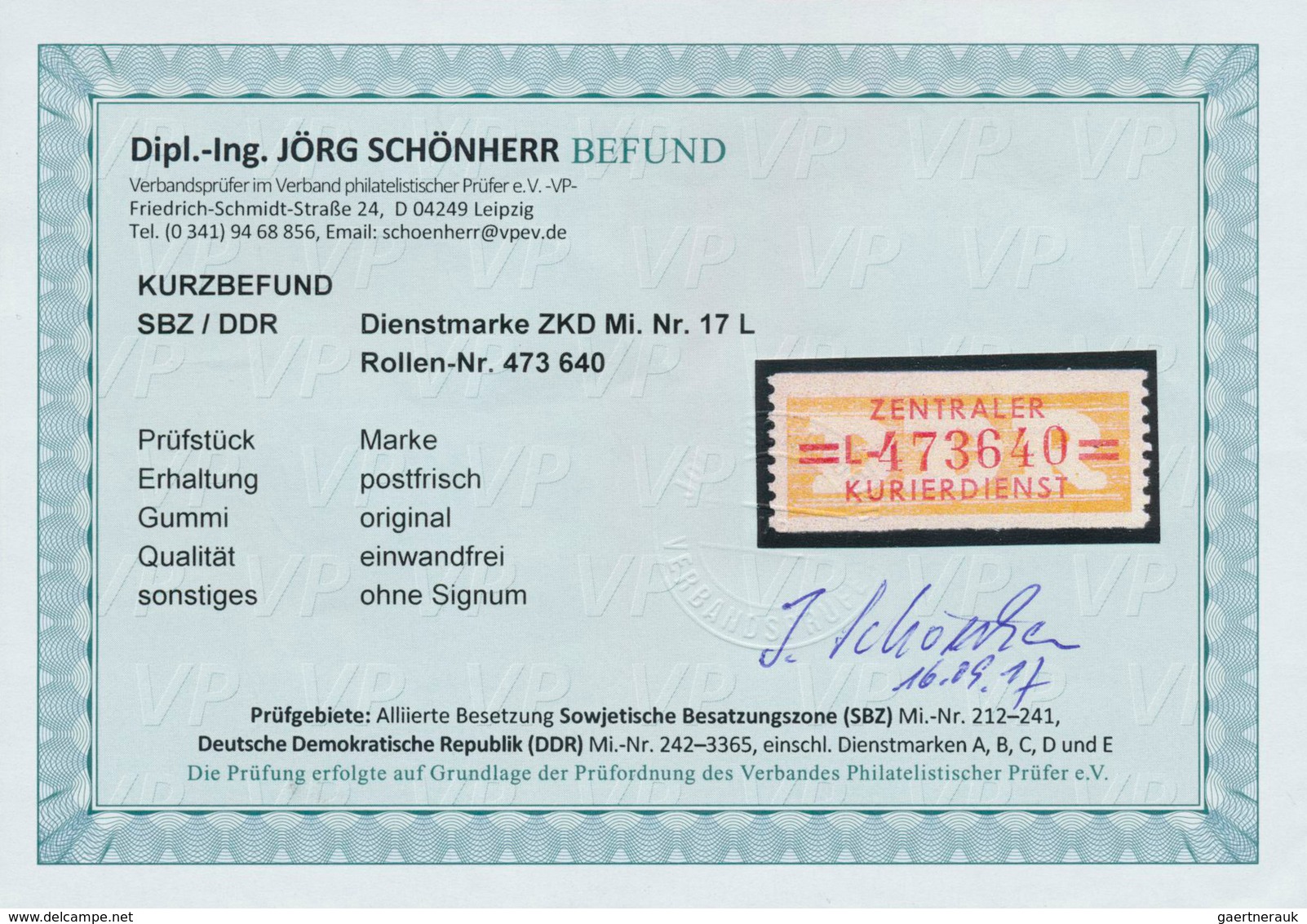 DDR - Dienstmarken B (Verwaltungspost A / Zentraler Kurierdienst): 1958, Wertstreifen Für Den ZKD, 2 - Altri & Non Classificati