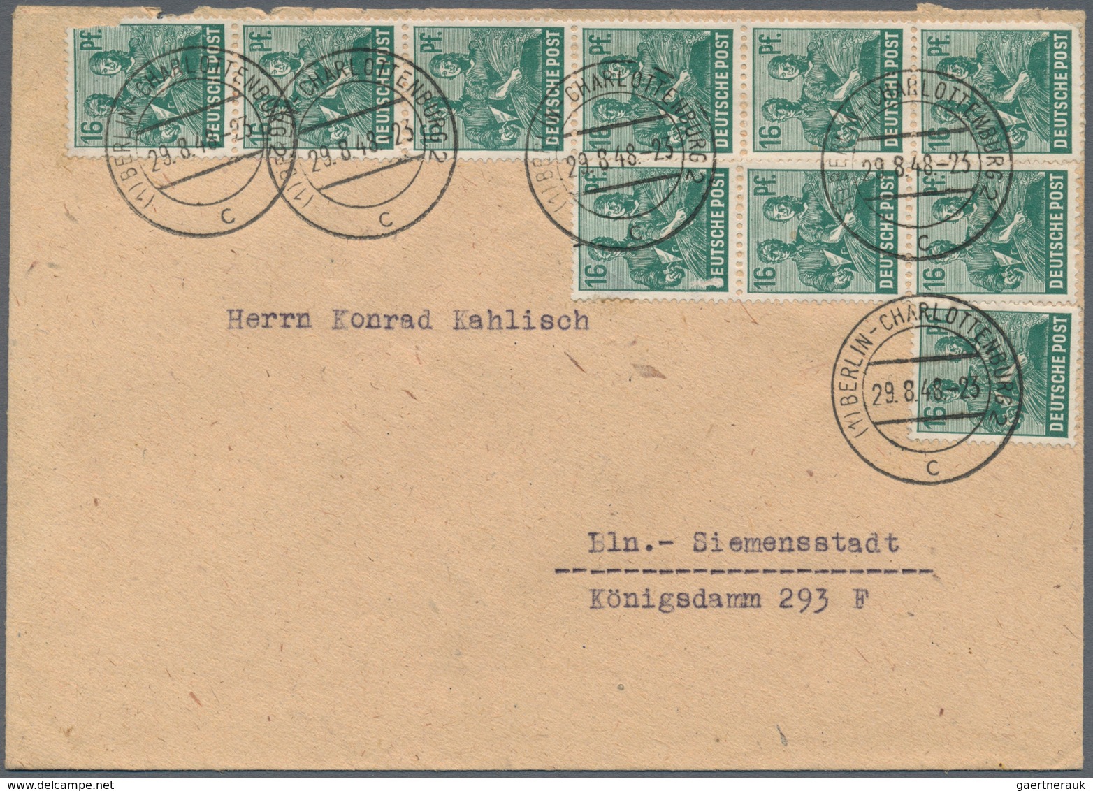Berlin: 1948, Alliierte Besetzung Zehnfachfrankaturen Auf Zwei Briefen Und Einer Postkarte Alle Von - Usados
