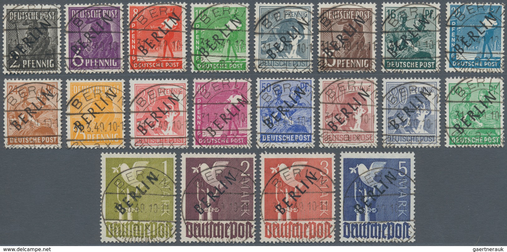 Berlin: 1948, 2 Pf.-5 M. Schwarzaufdruck, Kompletter Luxus-Satz Für Höchste Ansprüche, Sauber Gezähn - Used Stamps