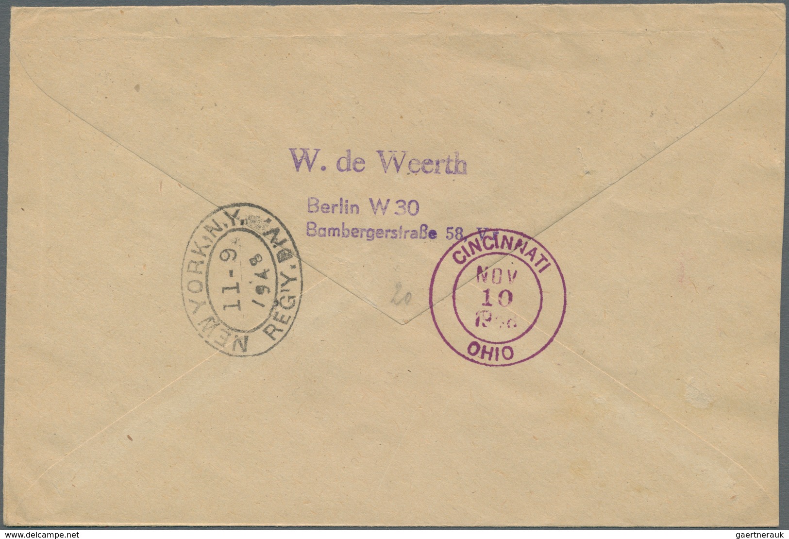 Berlin: 1948, 2 Pfg. Bis 5 M. Schwarzaufdruck Komplett Auf Zwei R-Briefen Von "BERLIN W30 9.10.48" I - Used Stamps