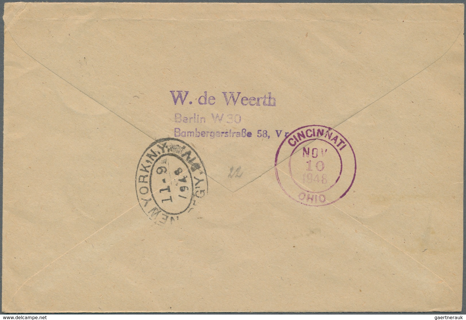 Berlin: 1948, 2 Pfg. Bis 5 M. Schwarzaufdruck Komplett Auf Zwei R-Briefen Von "BERLIN W30 9.10.48" I - Used Stamps