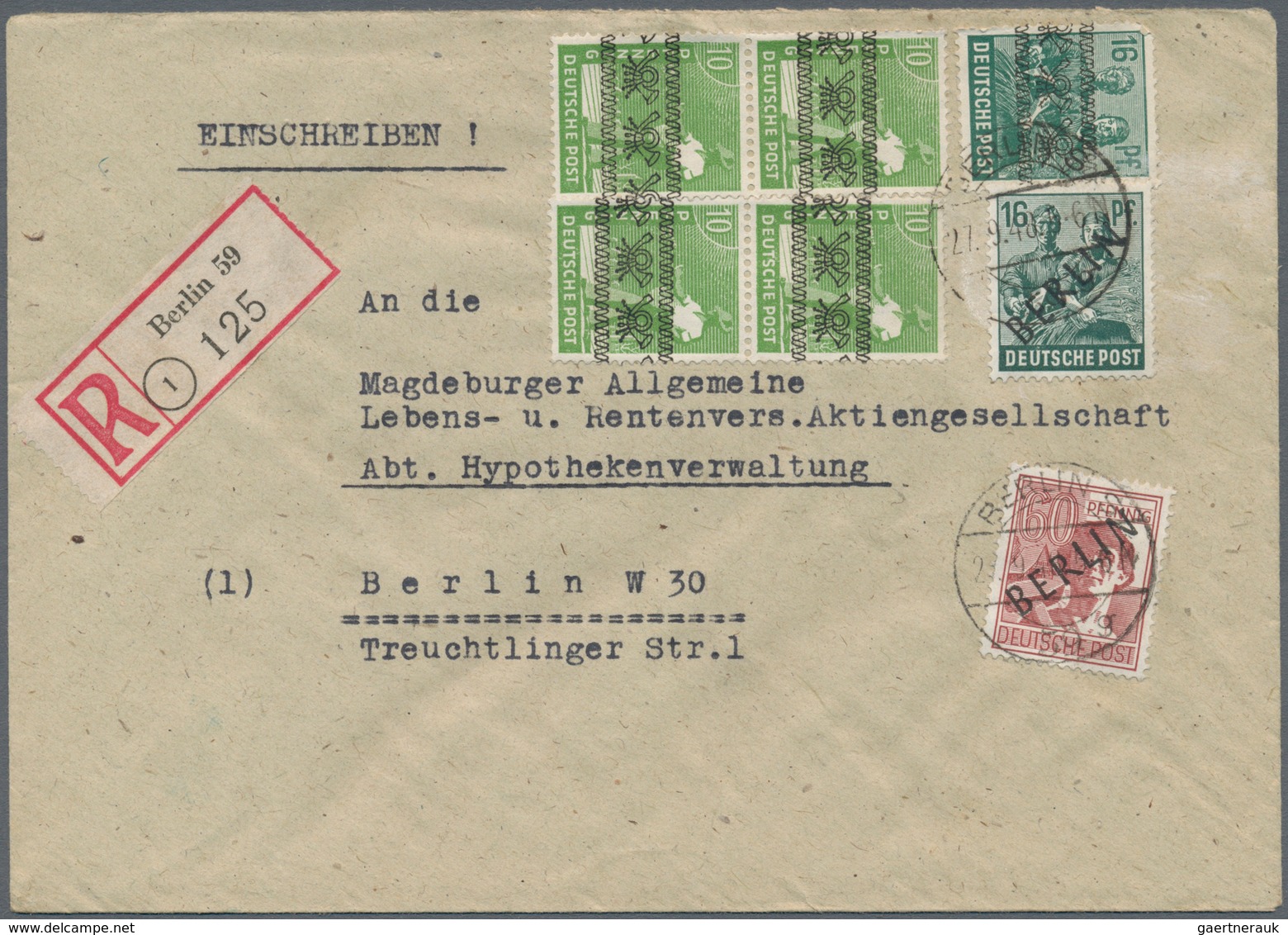 Berlin: 1948, Drei Bedarfsbriefe Mit Teils Mischfrankaturen U.a. Schwarzaufdruck 16 Pf. + 60 Pf. Sow - Used Stamps