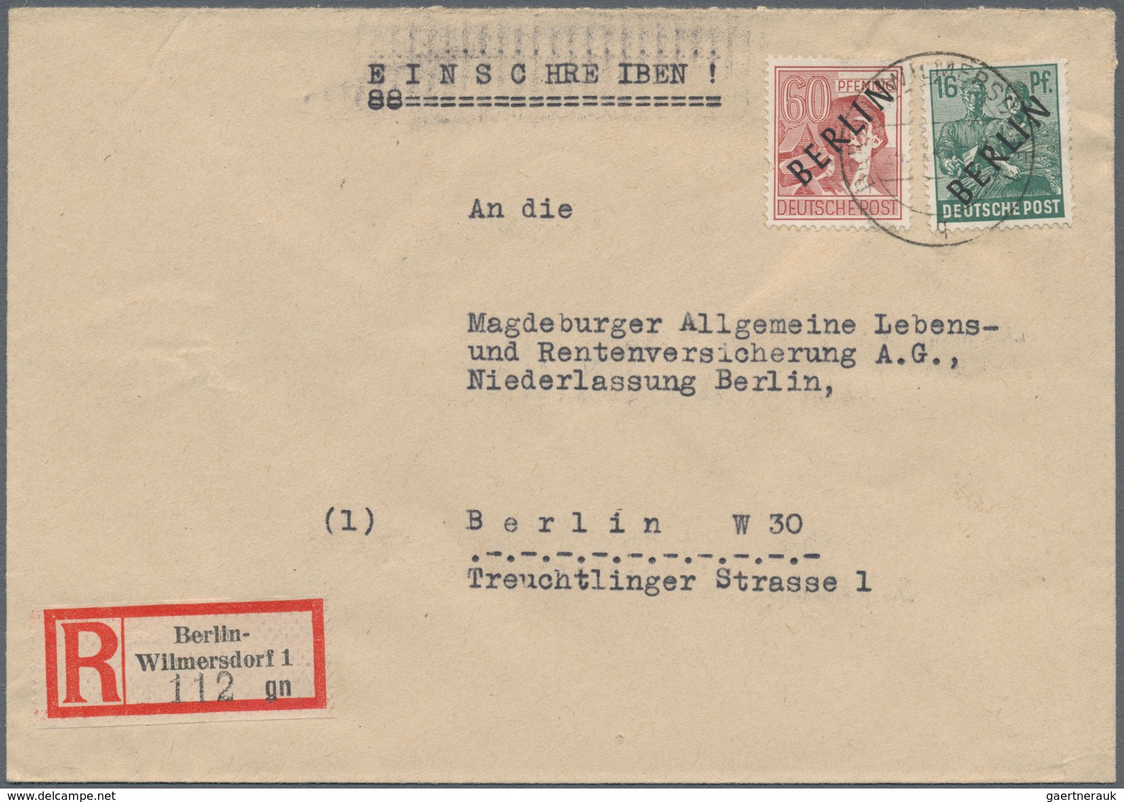 Berlin: 1948, Schwarzaufdruck Zwei R-Briefe Der 1. Und 2. Gewichtsstufe Mit 76 Pf.-Frankatur (60 Pf. - Used Stamps