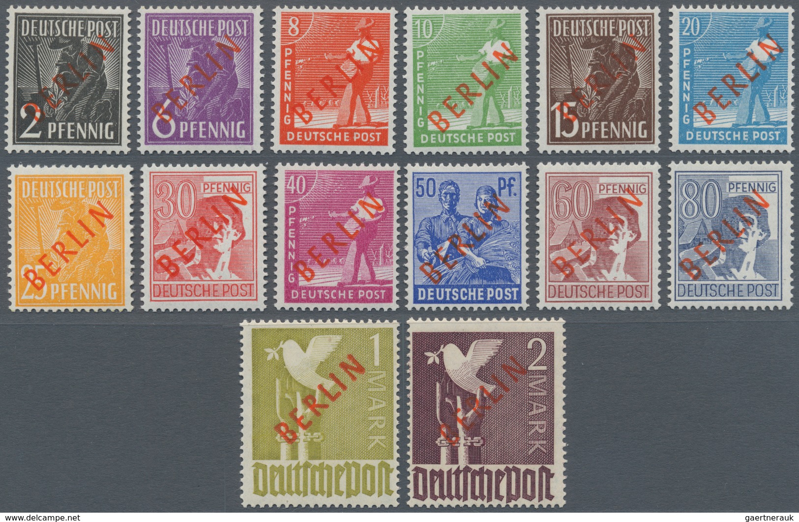 Berlin: 1949, Rotaufdruck BERLIN, Kpl. Satz In Postfrischer Besterhaltung, Jeder Wert Tiefst Gepr. S - Used Stamps