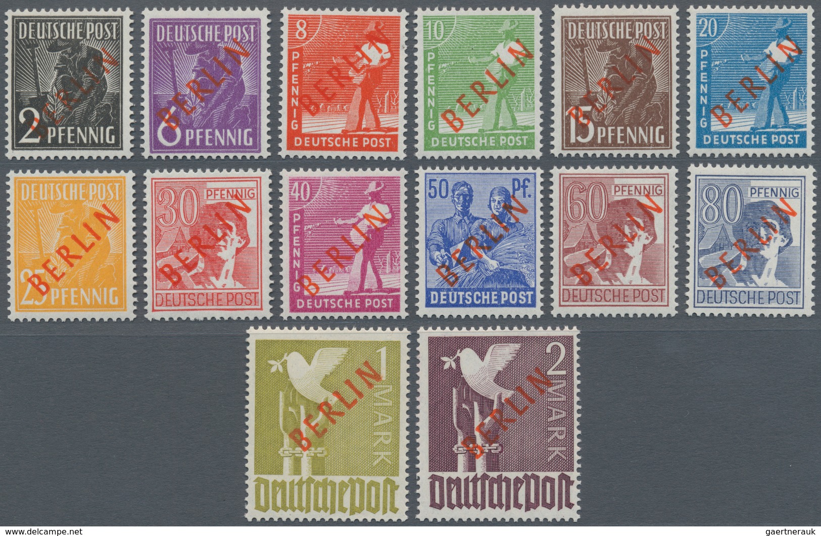 Berlin: 1949, Rotaufdruck BERLIN, Kpl. Satz In Postfrischer Besterhaltung Ohne Signaturen(!) Mit Fot - Used Stamps