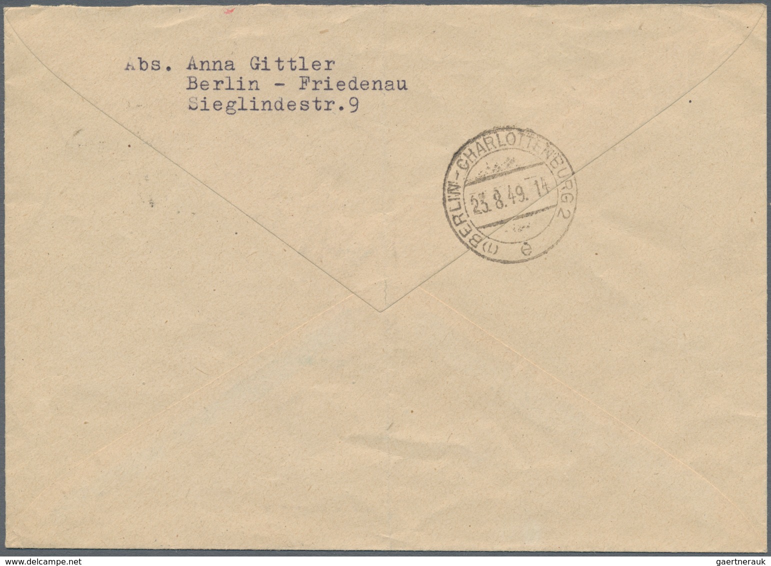 Berlin: 1949 (22.8.), Rotaufdruck 25 Pf. Senkr. Paar Auf R-Brief Von Berlin-Friedenau Nach Berlin-Ch - Usati