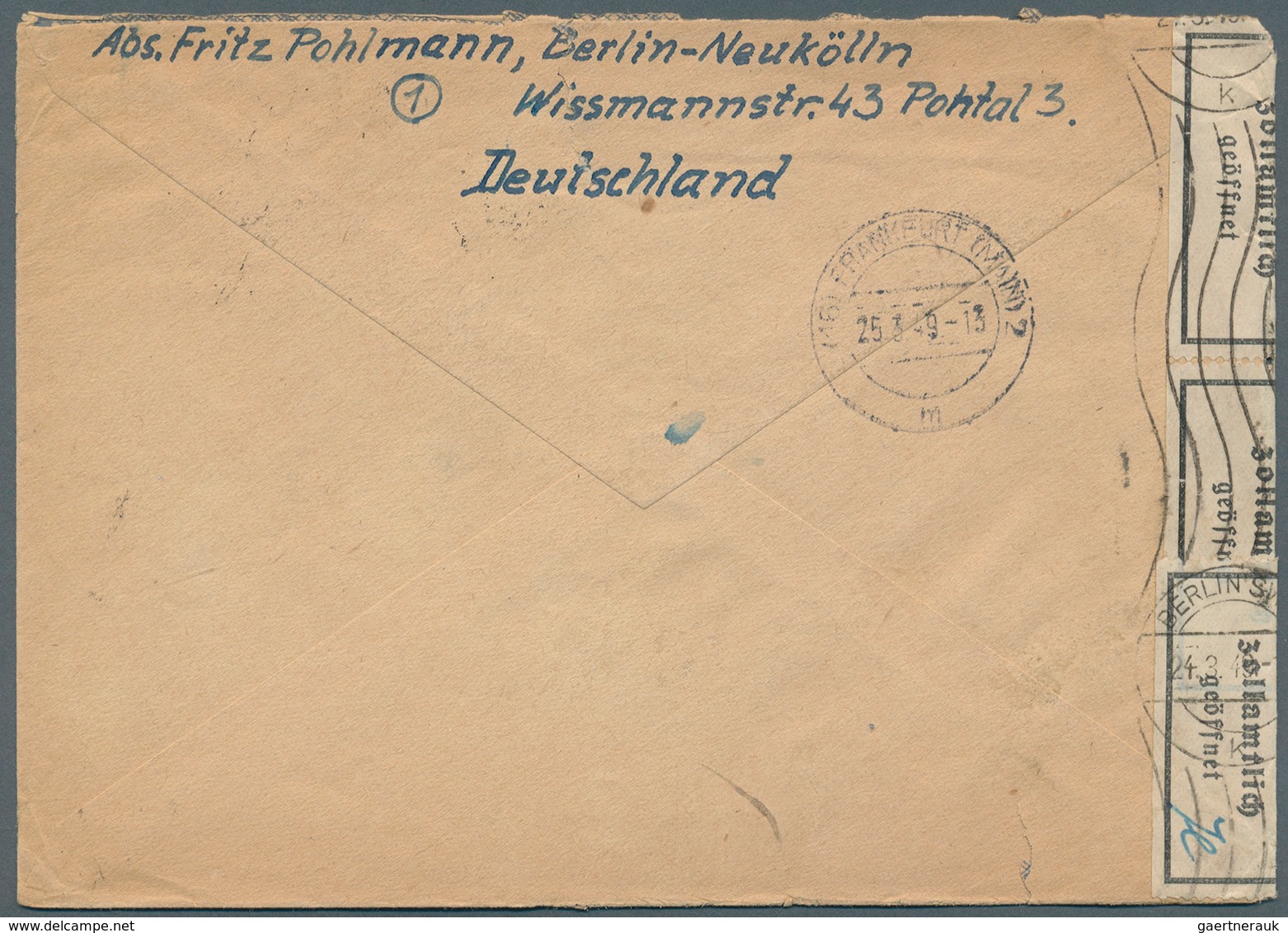 Berlin: 1949, 1 M., 50 Pfg. Und 40 Pfg. Rotaufdruck In Mischfrankatur Mit 60 Pfg. Schwarzaufdruck Au - Usati