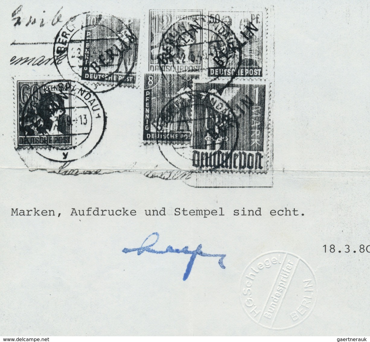 Berlin: 1949, 1 Mark Rotaufdruck Im Mischfrankatur Schwarz/Rot Auf Briefstück "Berlin-Spandau 22.3.4 - Used Stamps