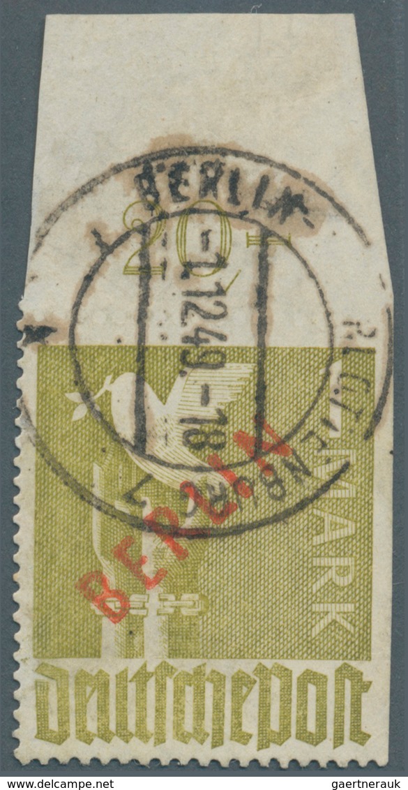Berlin: 1949, 1 M. Rotaufdruck Oben Und Rechts Ungezähnt, Sauber Gestempeltes Exemplar Mit Oberrand - Used Stamps